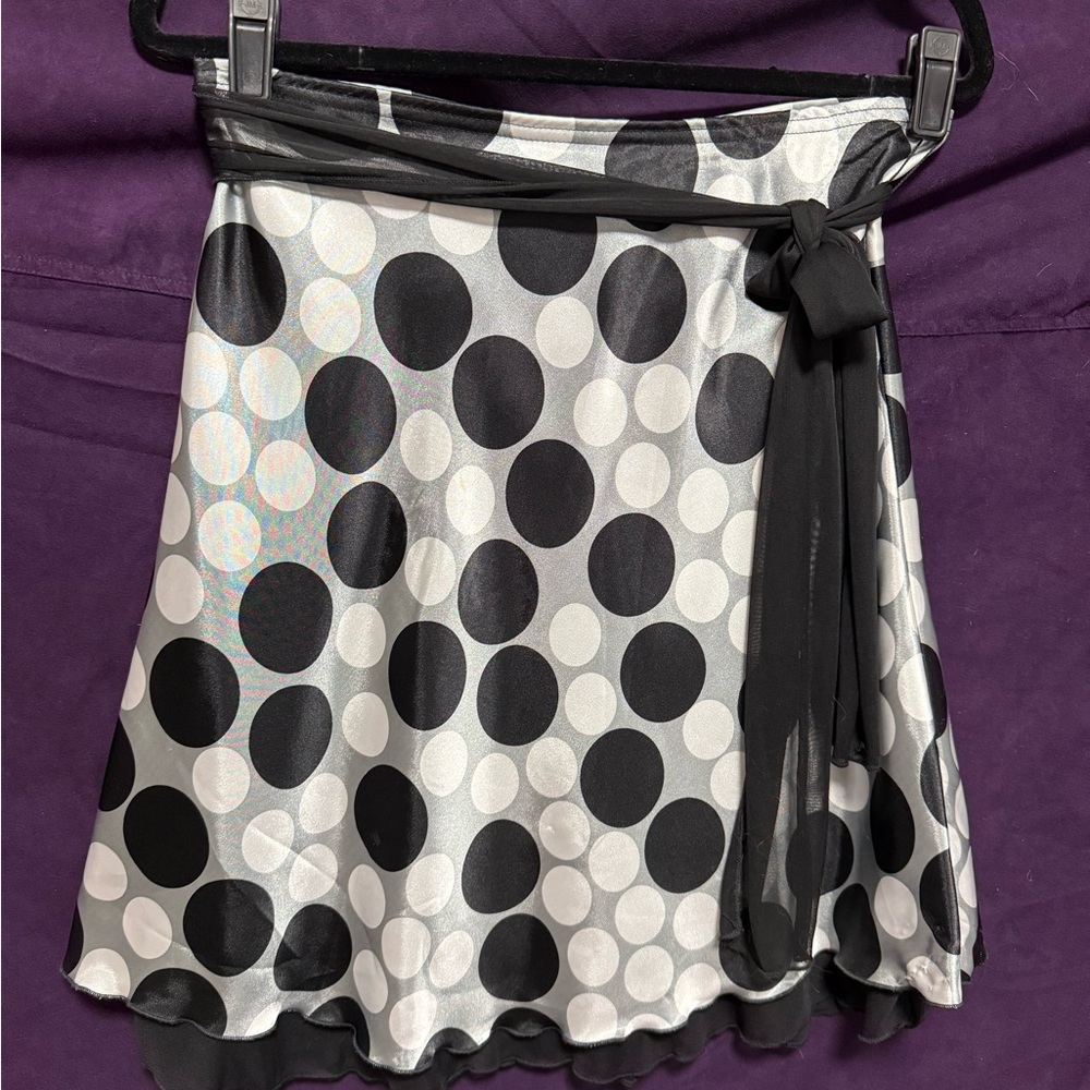 Wrapper Black / White / Silver Polka Dot Skirt
